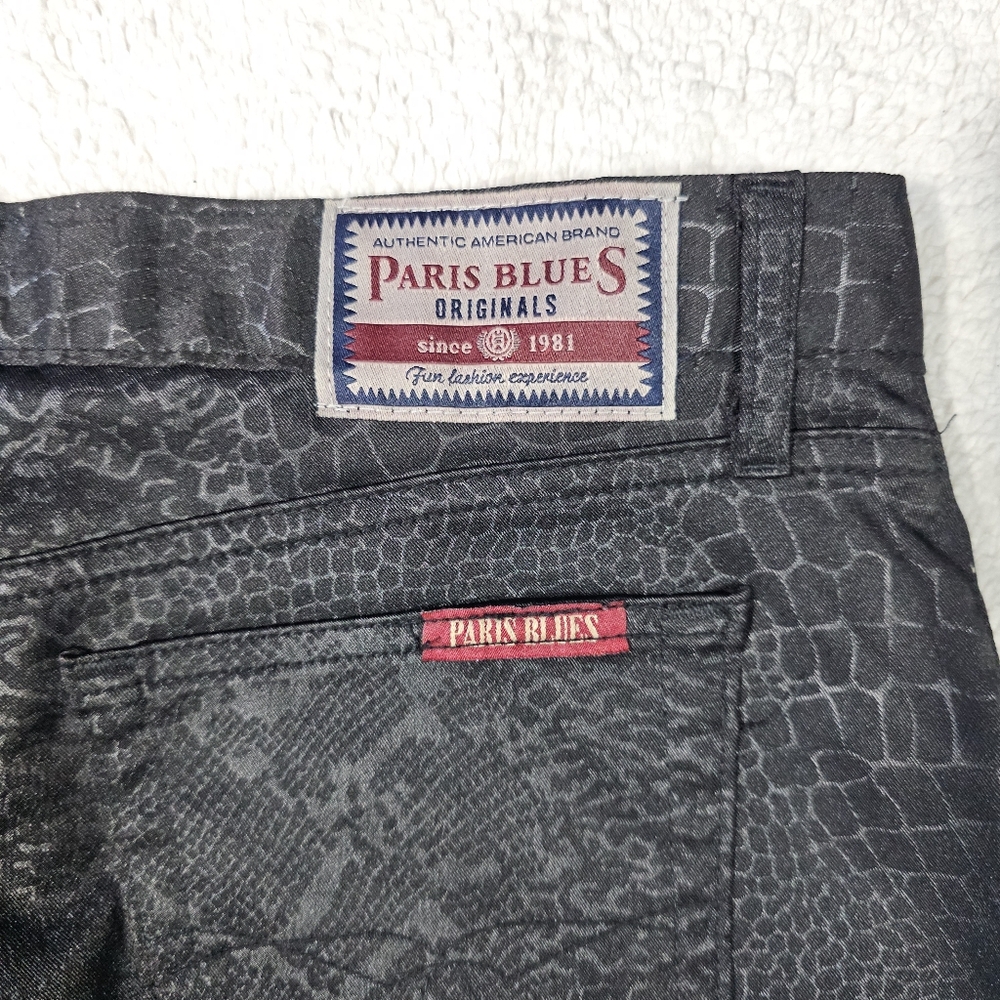 Paris Blues Vintage 1980's Midrise Flare Tiger Striped Pants Black 13 - Picture 7 of 10